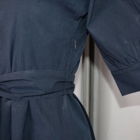 Theory Navy Pinstripe Shirt Dress Sz 2 - Picture 7 of 9